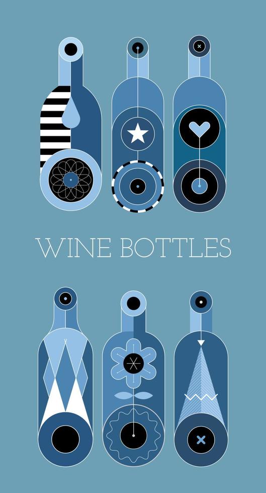 Wine Bottles on a Blue Backgroud vector