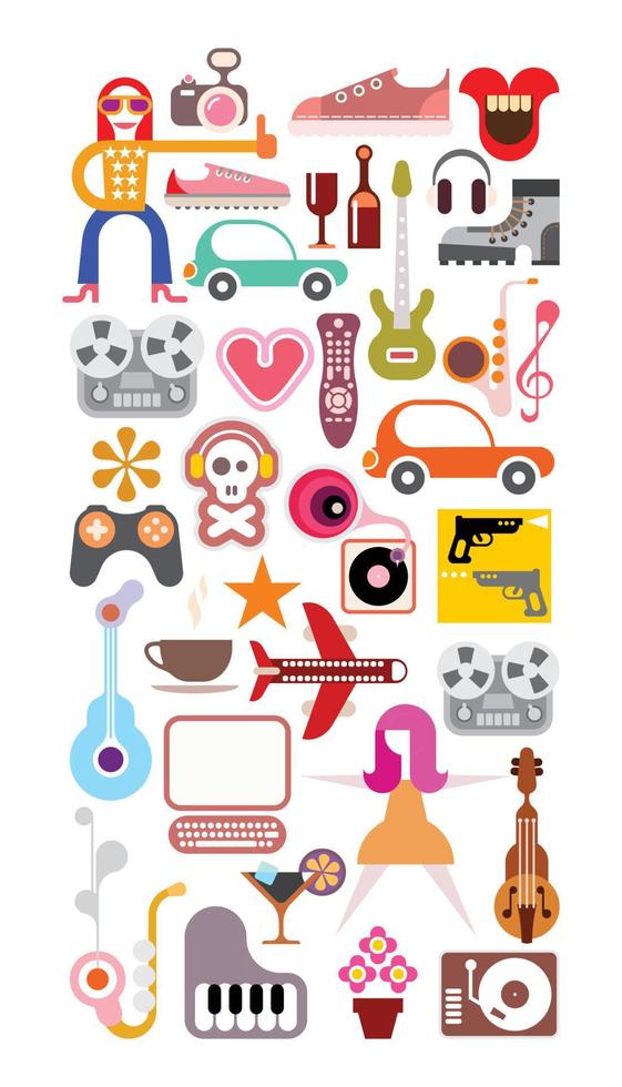 Leisure and Hobby Collage vector