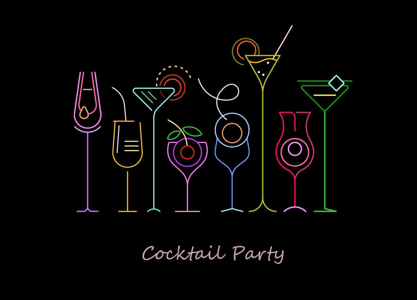Neon Cocktail Glasses vector