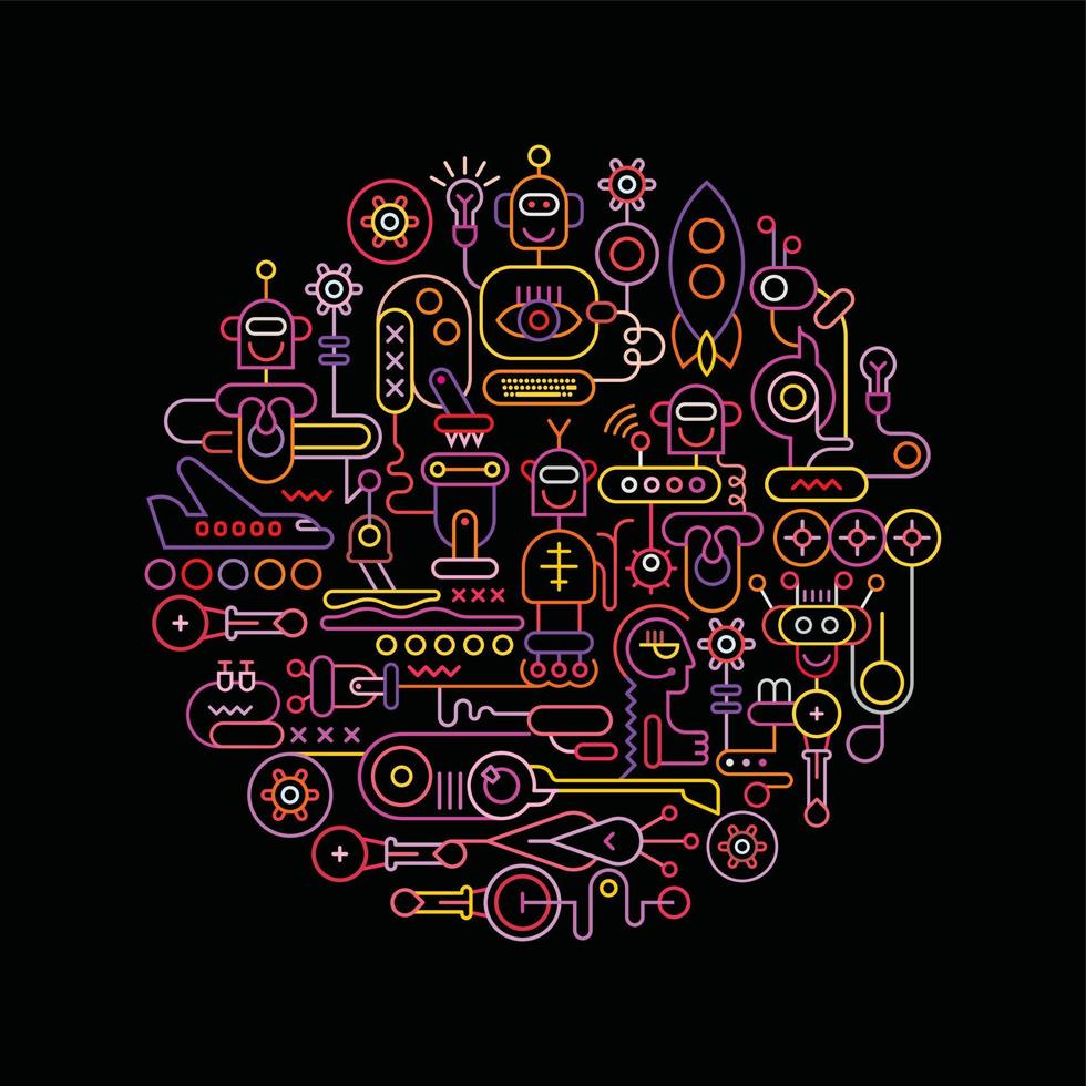 Robotics Network vector illustration