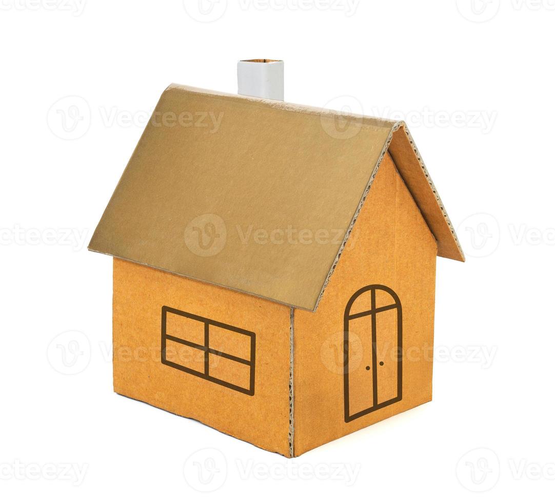 toy paper box house isolated on white background photo