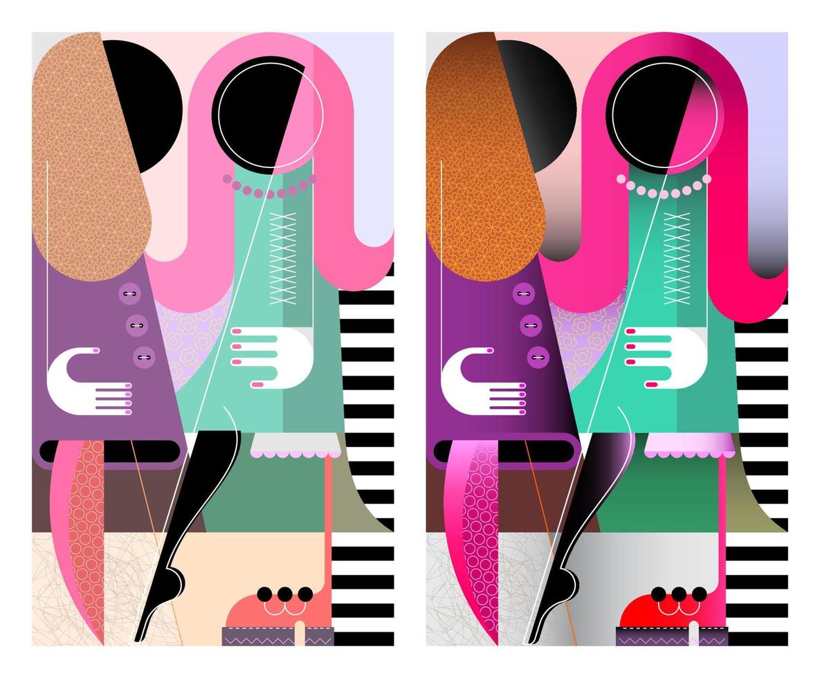 Two Women Of Fashion vector