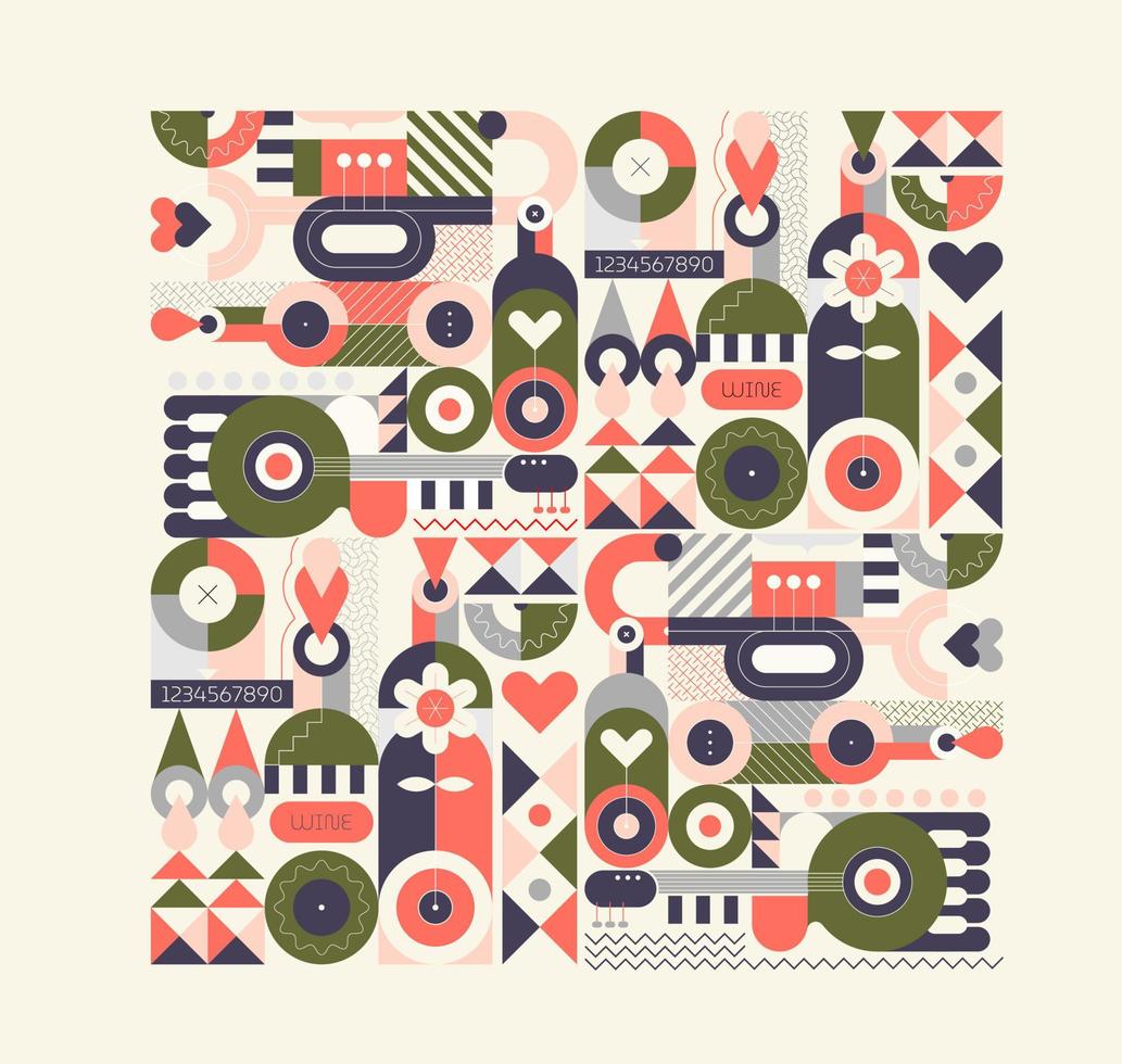 Wine and Music abstract vector design
