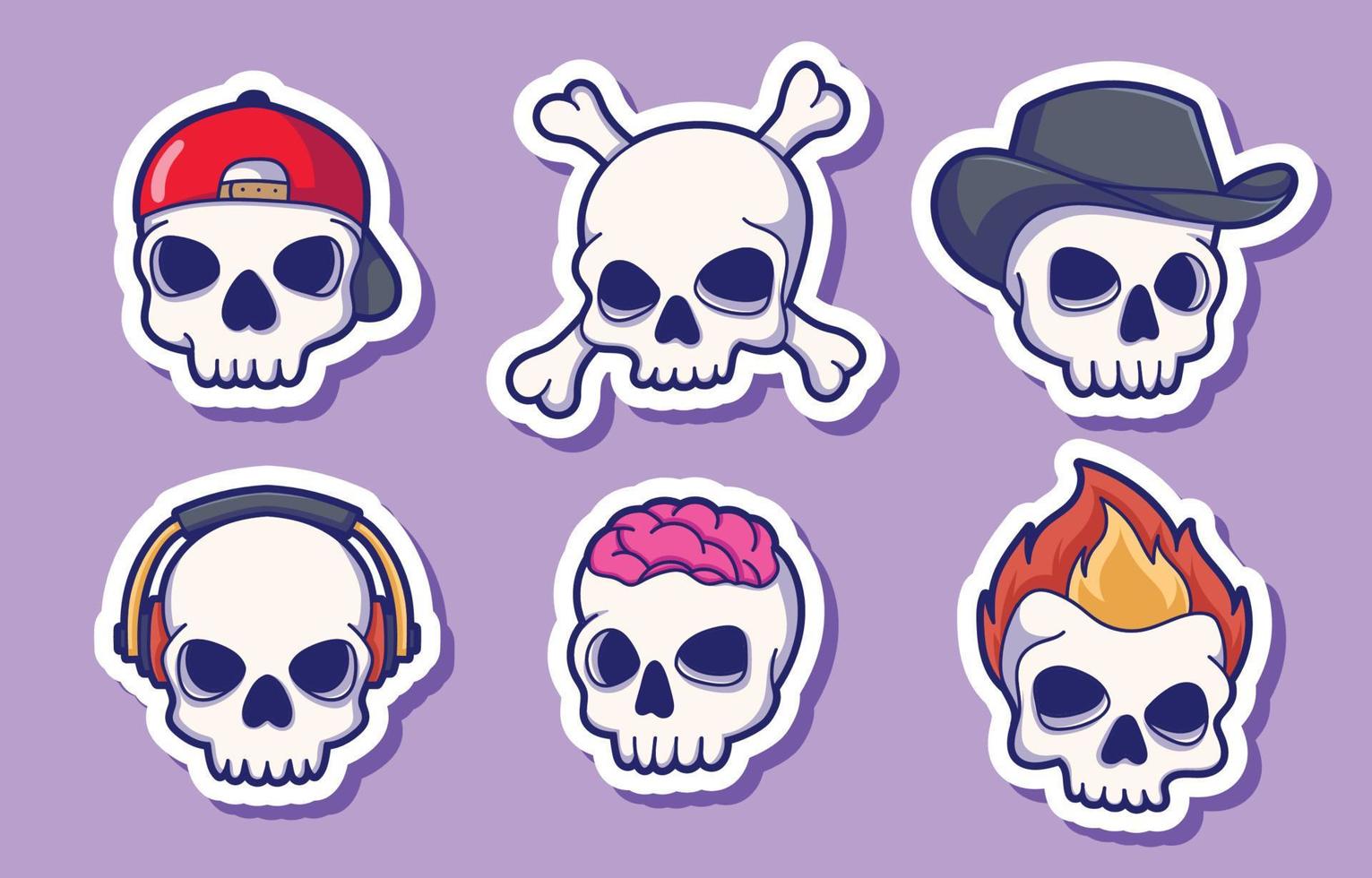 Cute Kawaii Skull Stickers Collection 11073242 Vector Art at Vecteezy