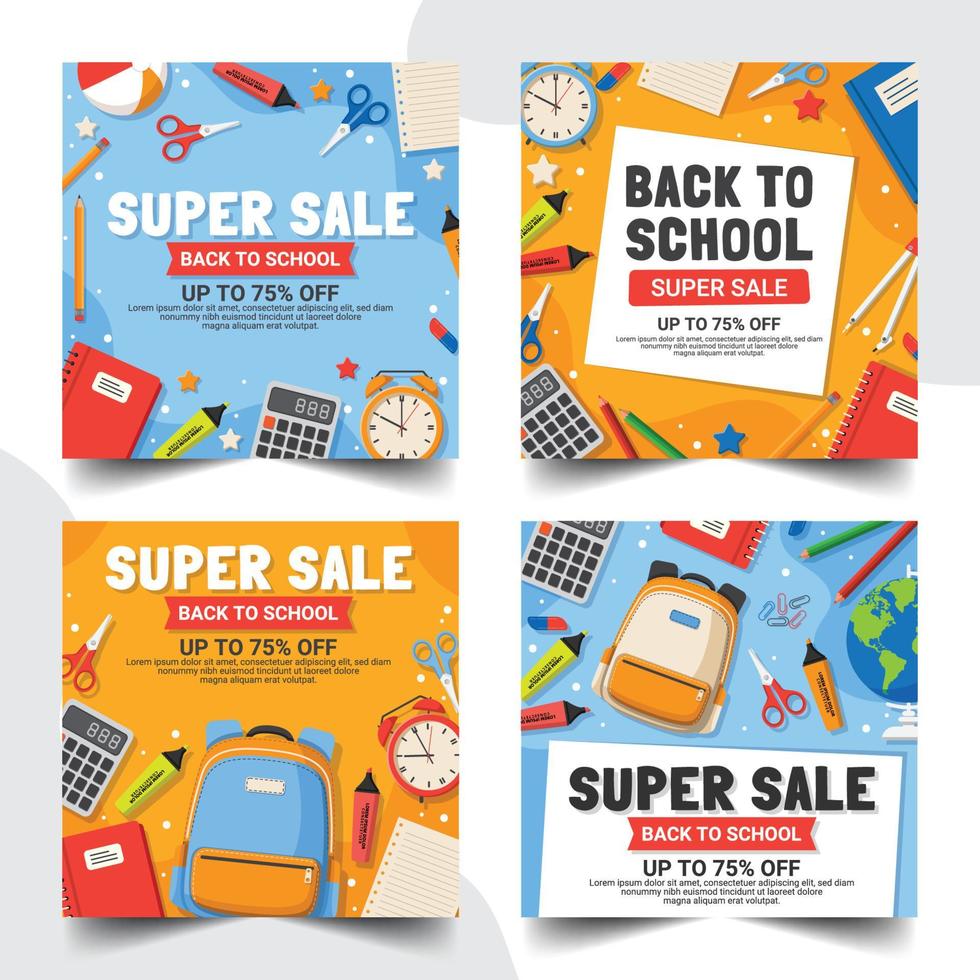 Back To School Social Media Post Collection vector