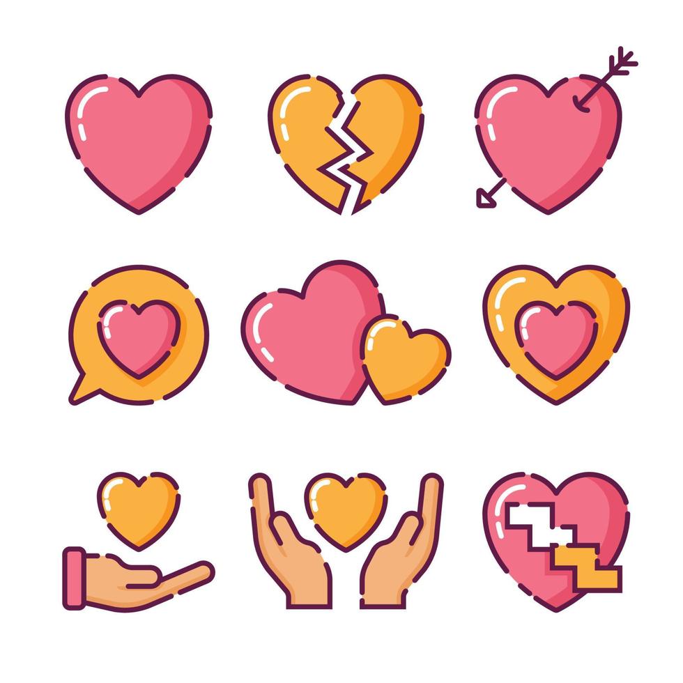 Flat Style Heart Icon Collection vector