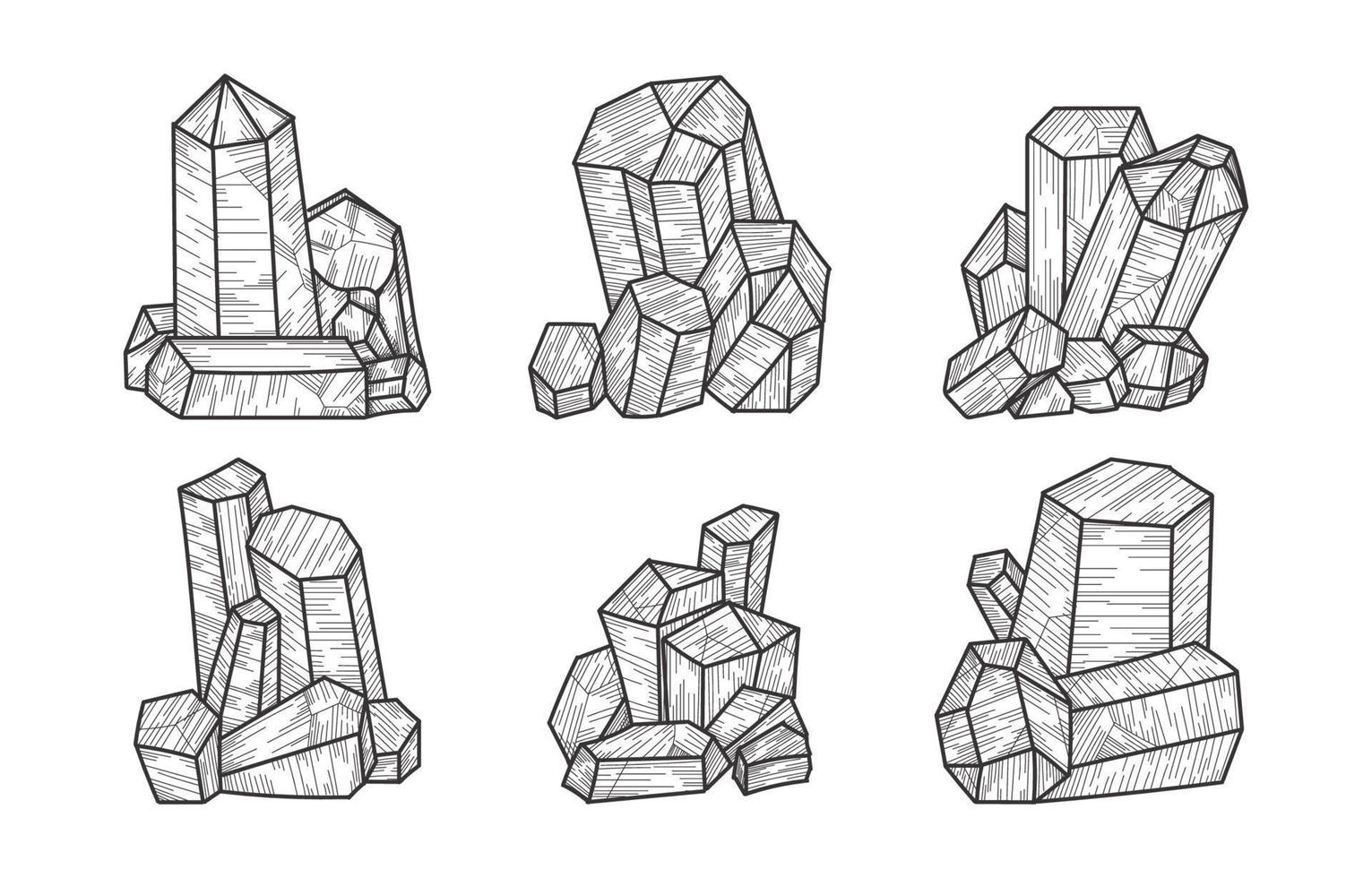 Hand Drawing Crystals Collection vector