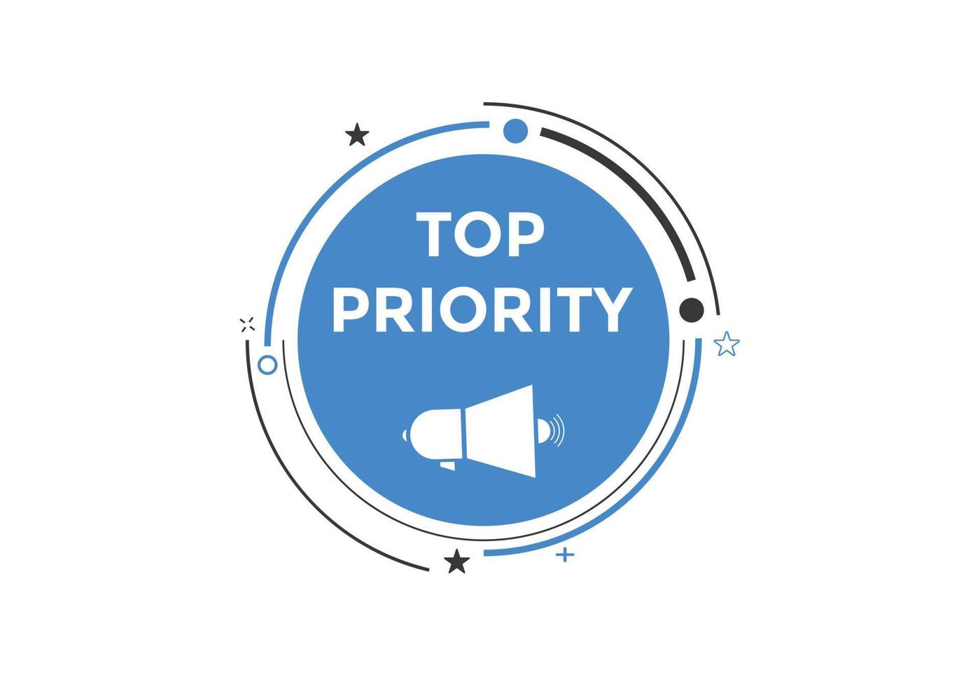 top priority text button. speech bubble. top priority Colorful web banner. vector illustration