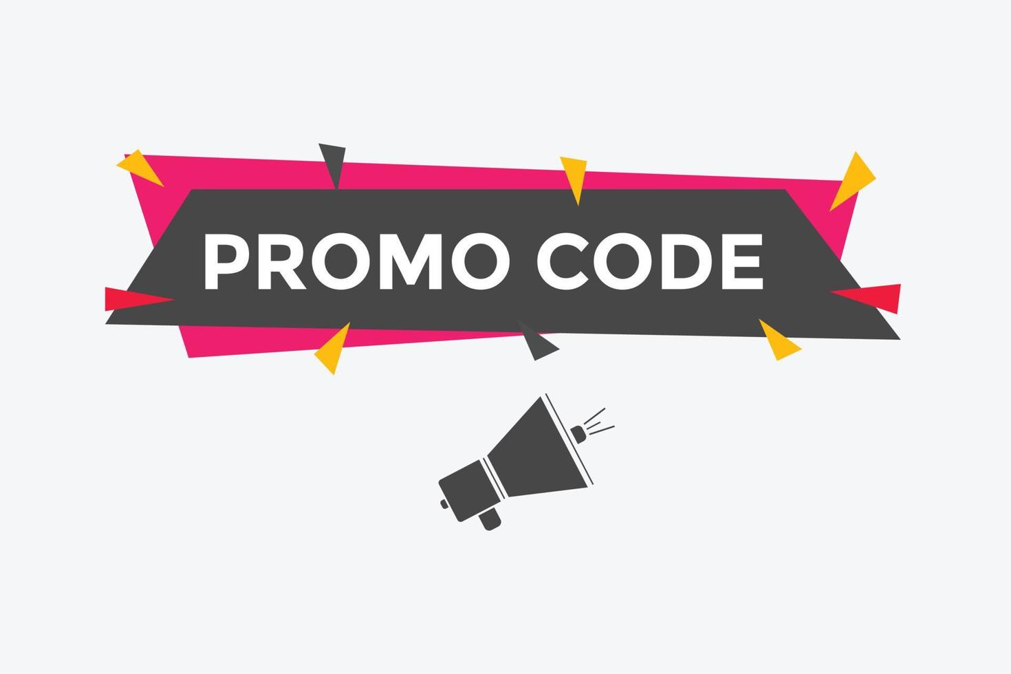 Promo code button. Promo code speech bubble. Promo code text web template. Vector Illustration.