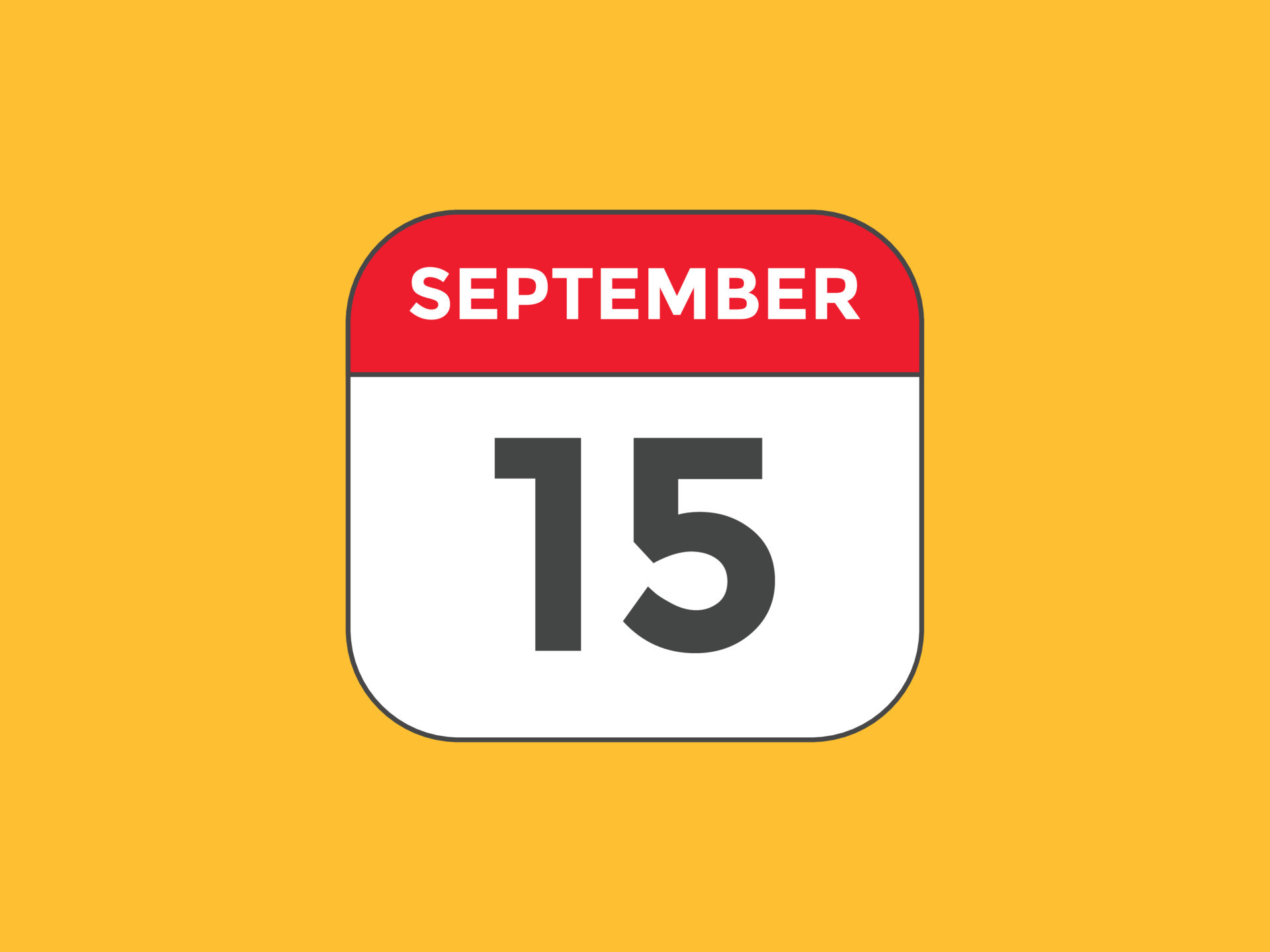 Recordatorio del calendario del 15 de septiembre. Plantilla de icono de calendario diario del 15
