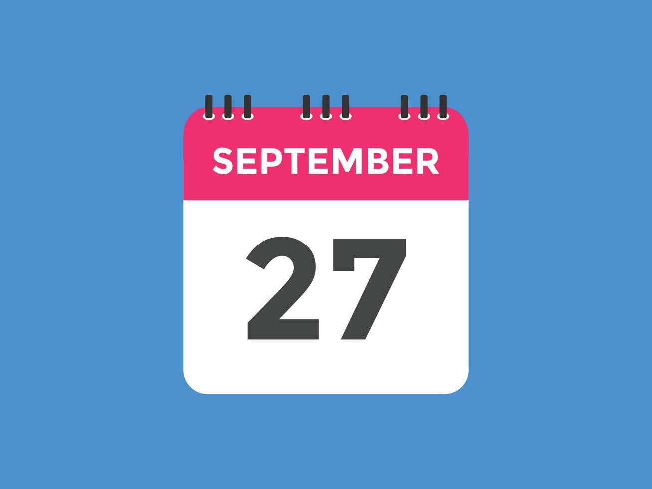 september 27 calendar reminder. 27th september daily calendar icon template. Calendar 27th september icon Design template. Vector illustration