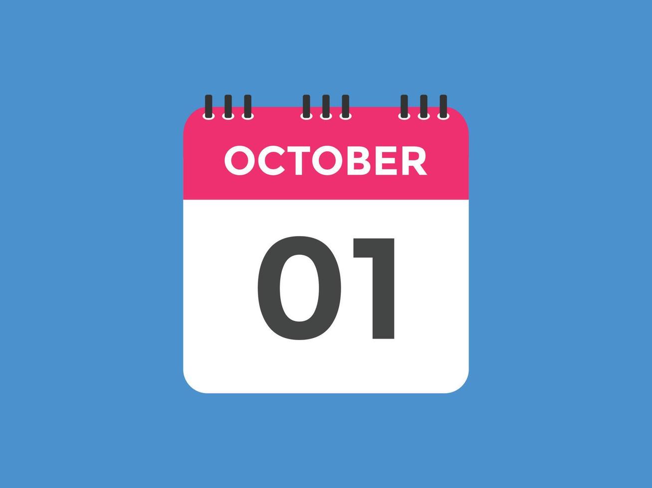 october 1 calendar reminder. 1st october daily calendar icon template. Calendar 1st october icon Design template. Vector illustration