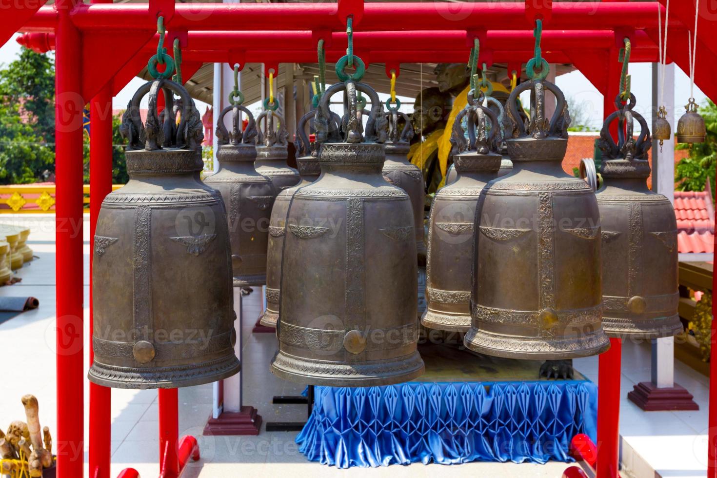 Big brass bell in Thai Temple photo