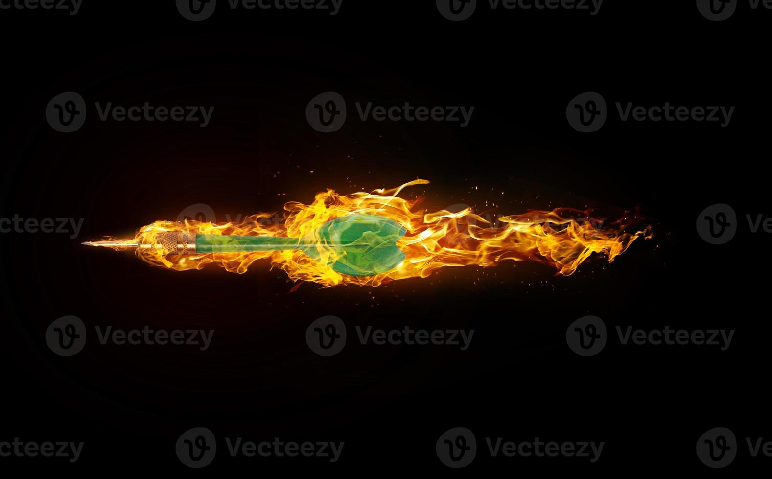 Darts, on fire on black background. 3d render 11073935 Stock Photo at