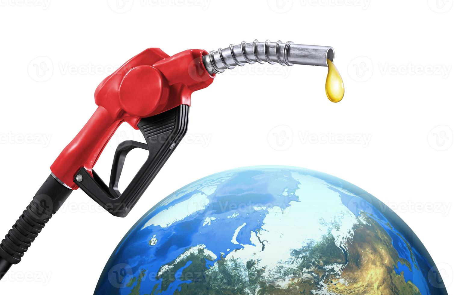 gas pump nozzle and globe photo