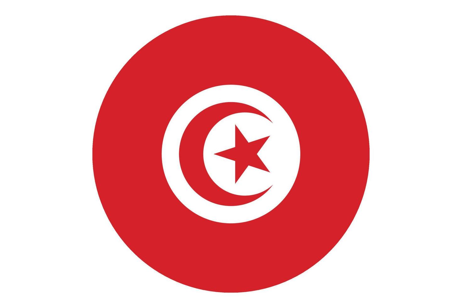 Circle flag vector of Tunisia on white background.
