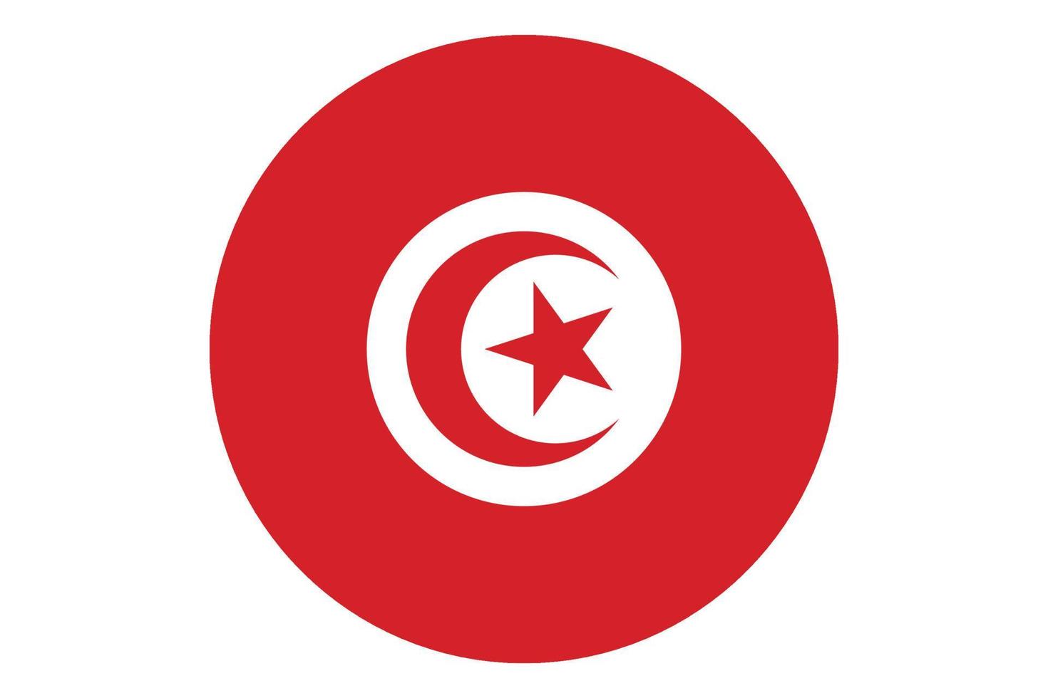 Circle flag vector of Tunisia on white background.