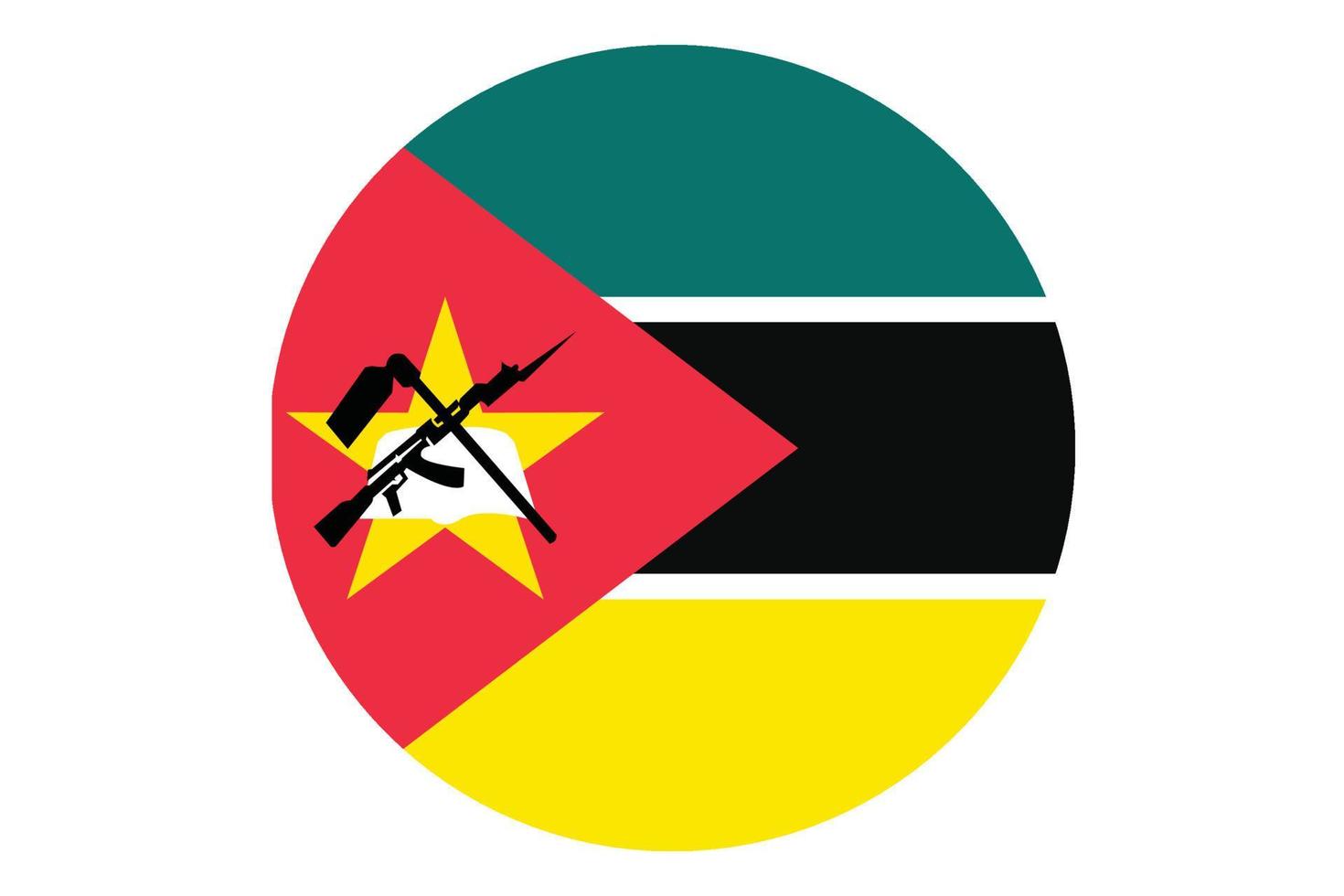 vector de bandera circular de mozambique sobre fondo blanco.