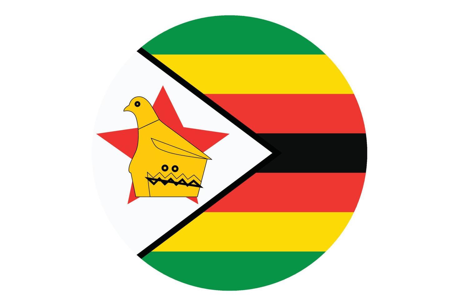 Circle flag vector of Zimbabwe on white background.