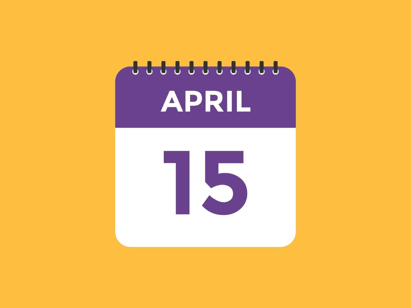 Recordatorio del calendario del 15 de abril. Plantilla de icono de calendario diario del 15 de abril. plantilla de diseño de icono de calendario 15 de abril. ilustración vectorial vector