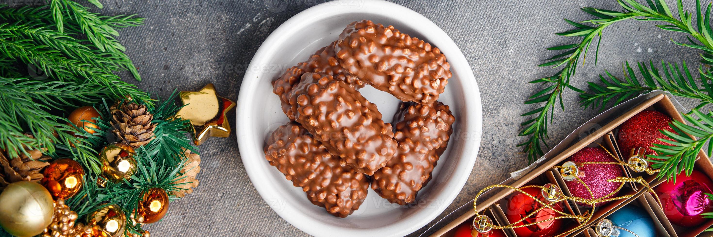 christmas cookie dessert chocolate chip cookies nuts, dried fruits New Year sweet dessert holiday meal food snack on the table photo