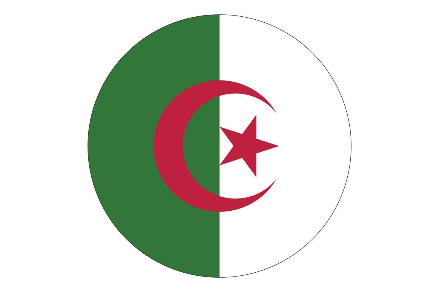Circle flag vector of Algeria on white background.