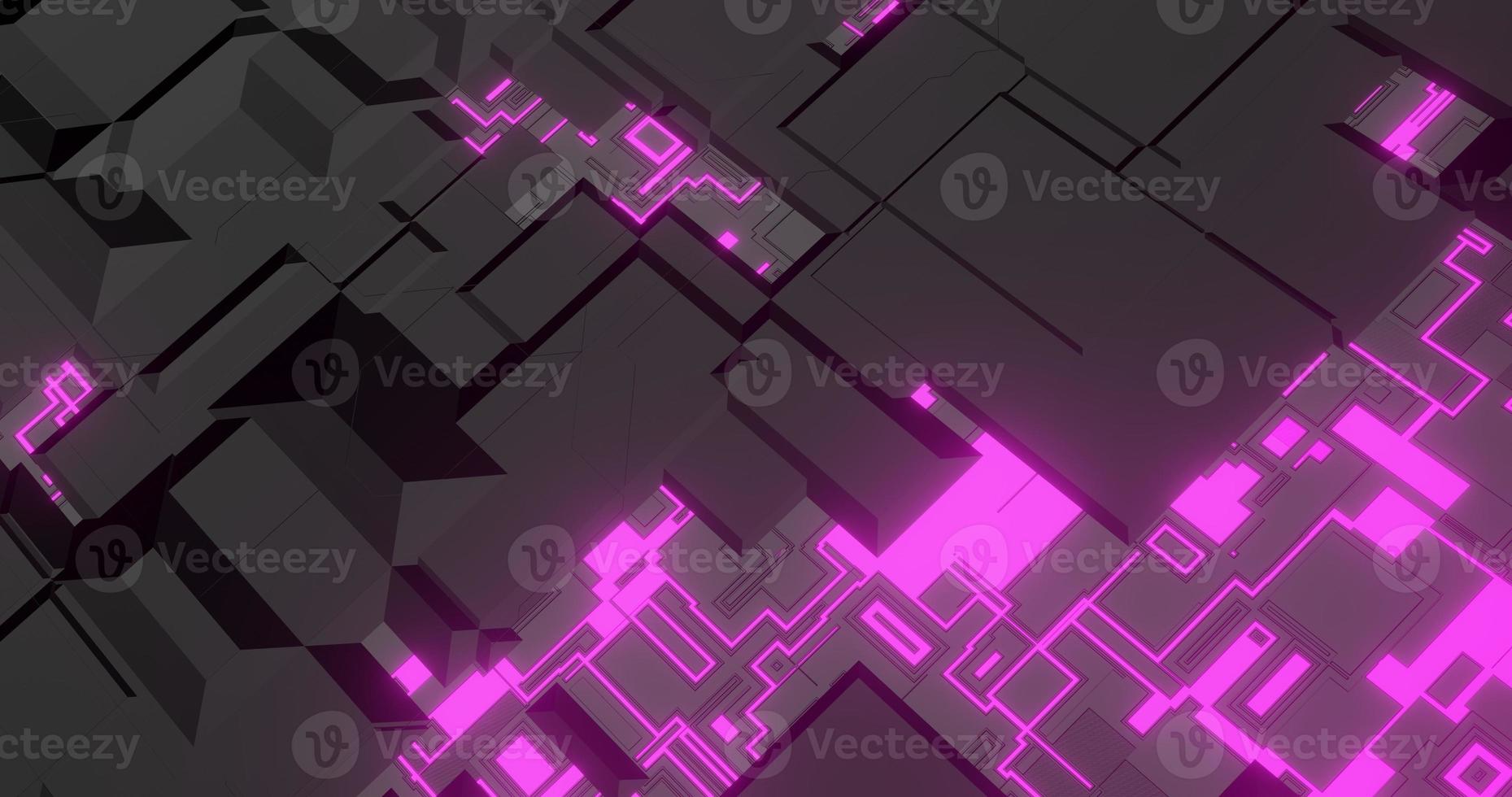abstract background using geometric texture patterns and bright purple lines which is synonymous with tech sci-fi theme, perspective camera, 3d rendering and 4K size photo