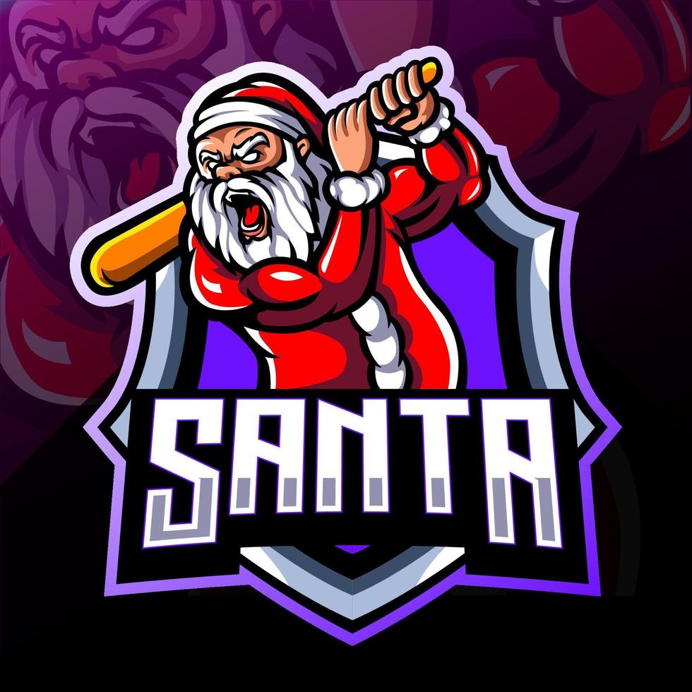 Santa claus mascot. esport logo design vector