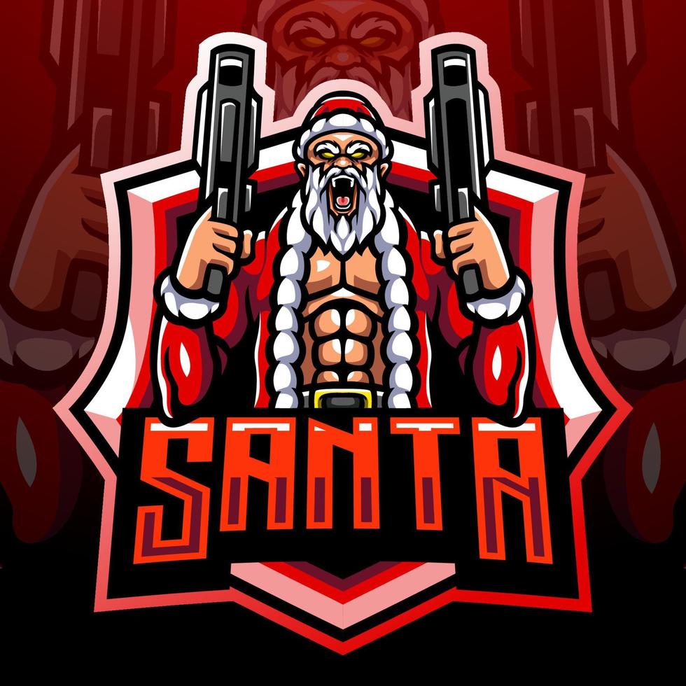 Santa gunner mascot. esport logo design vector