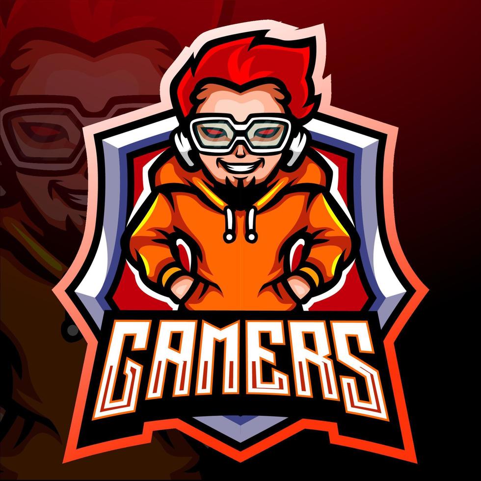 diseño de la mascota del logotipo de gamer esport vector