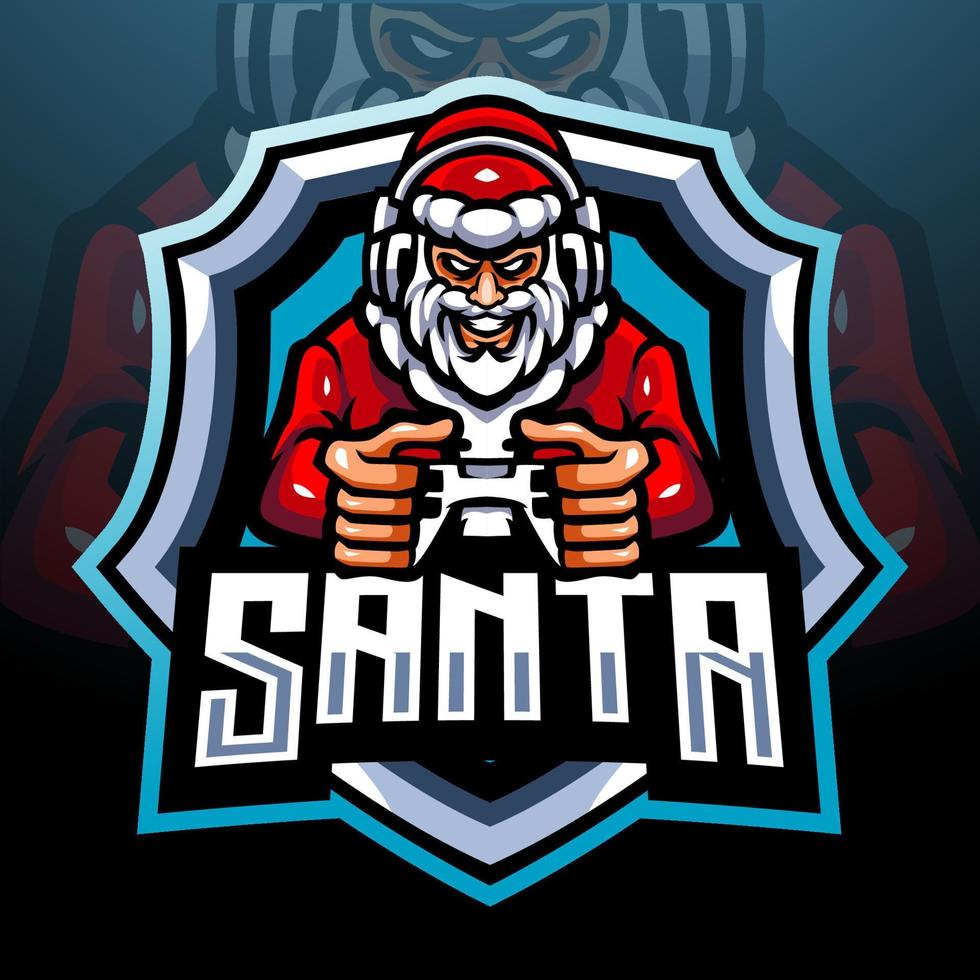 Santa gamer mascot. esport logo design vector