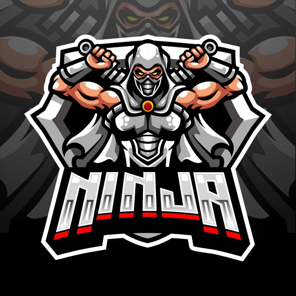 Ninja esport logo mascot design. vector