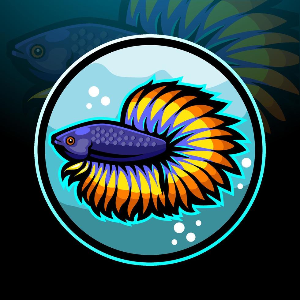 betta fish mascot. esport logo design vector