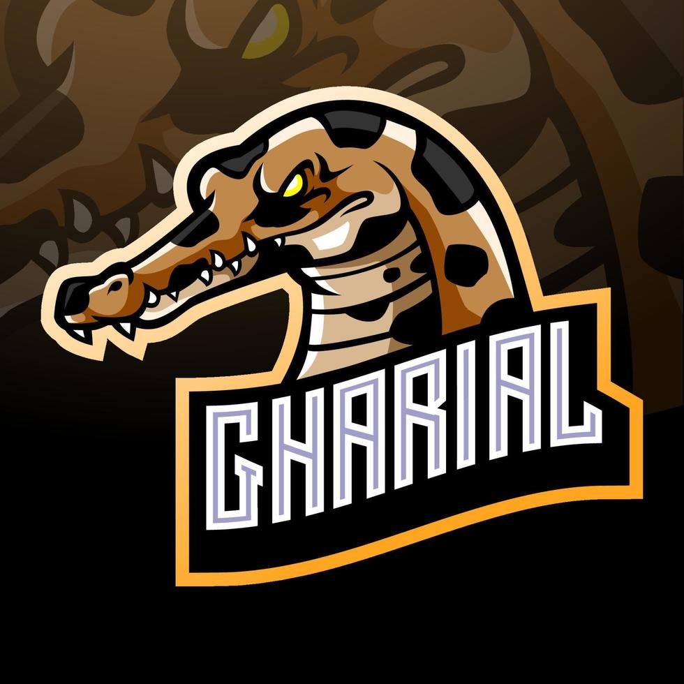 Gharial crocodile mascot. esport logo design vector
