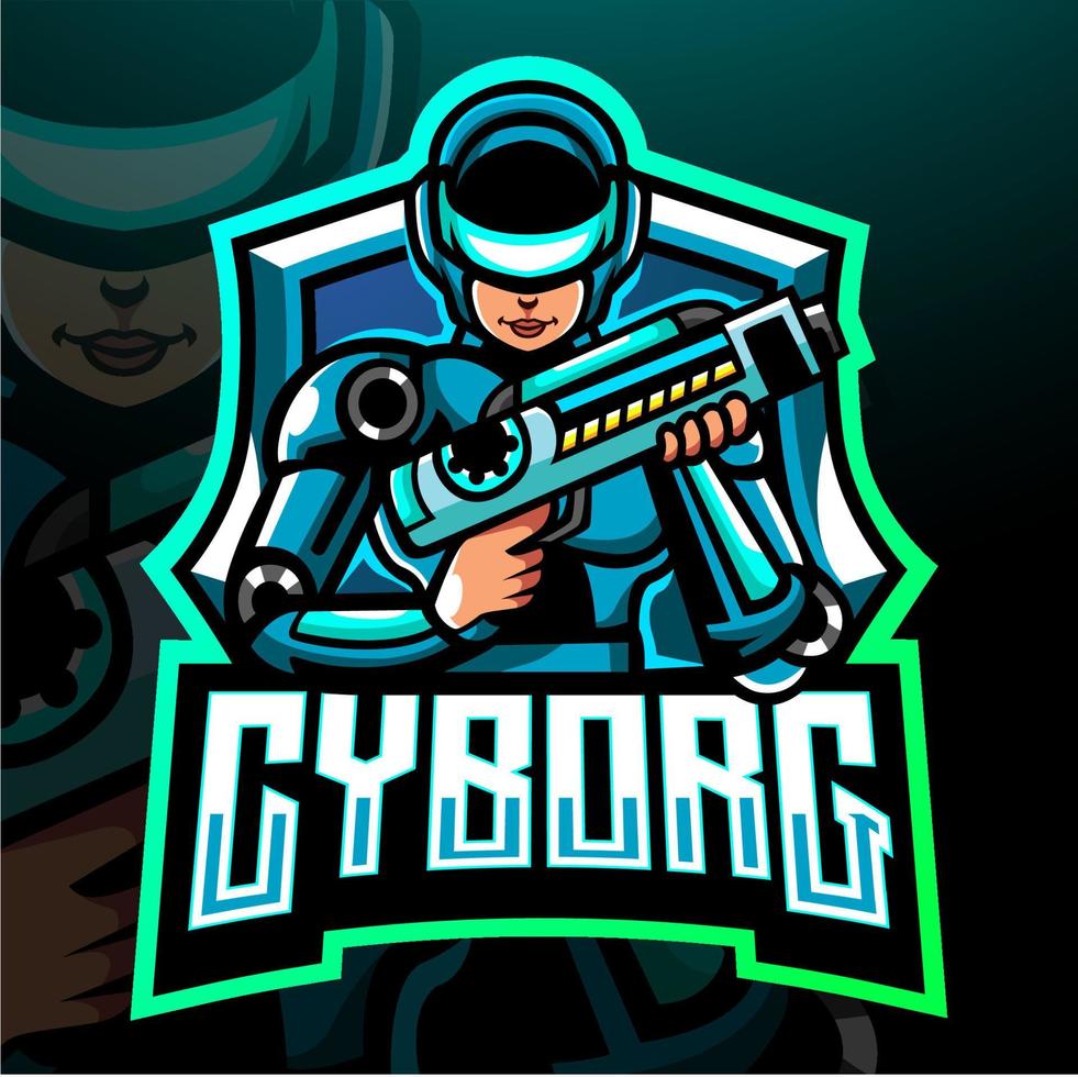 Cyborg mascot. esport logo design vector