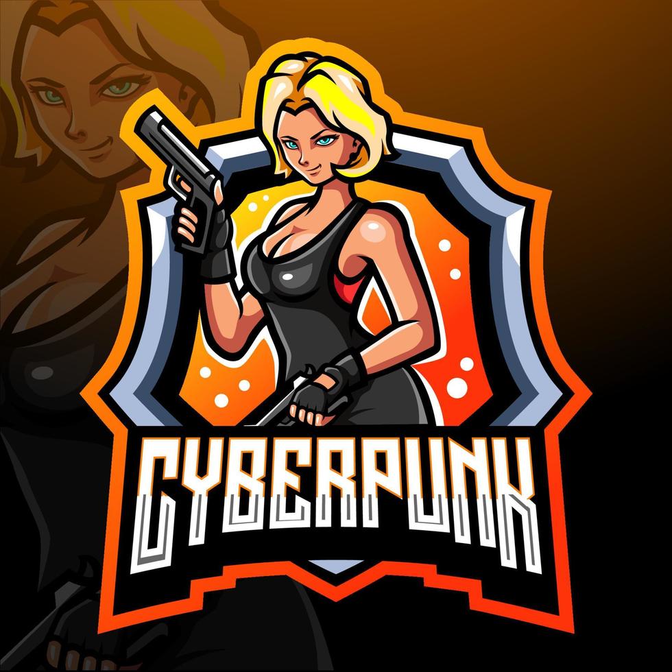 Cyberpunk mascot. esport logo design vector