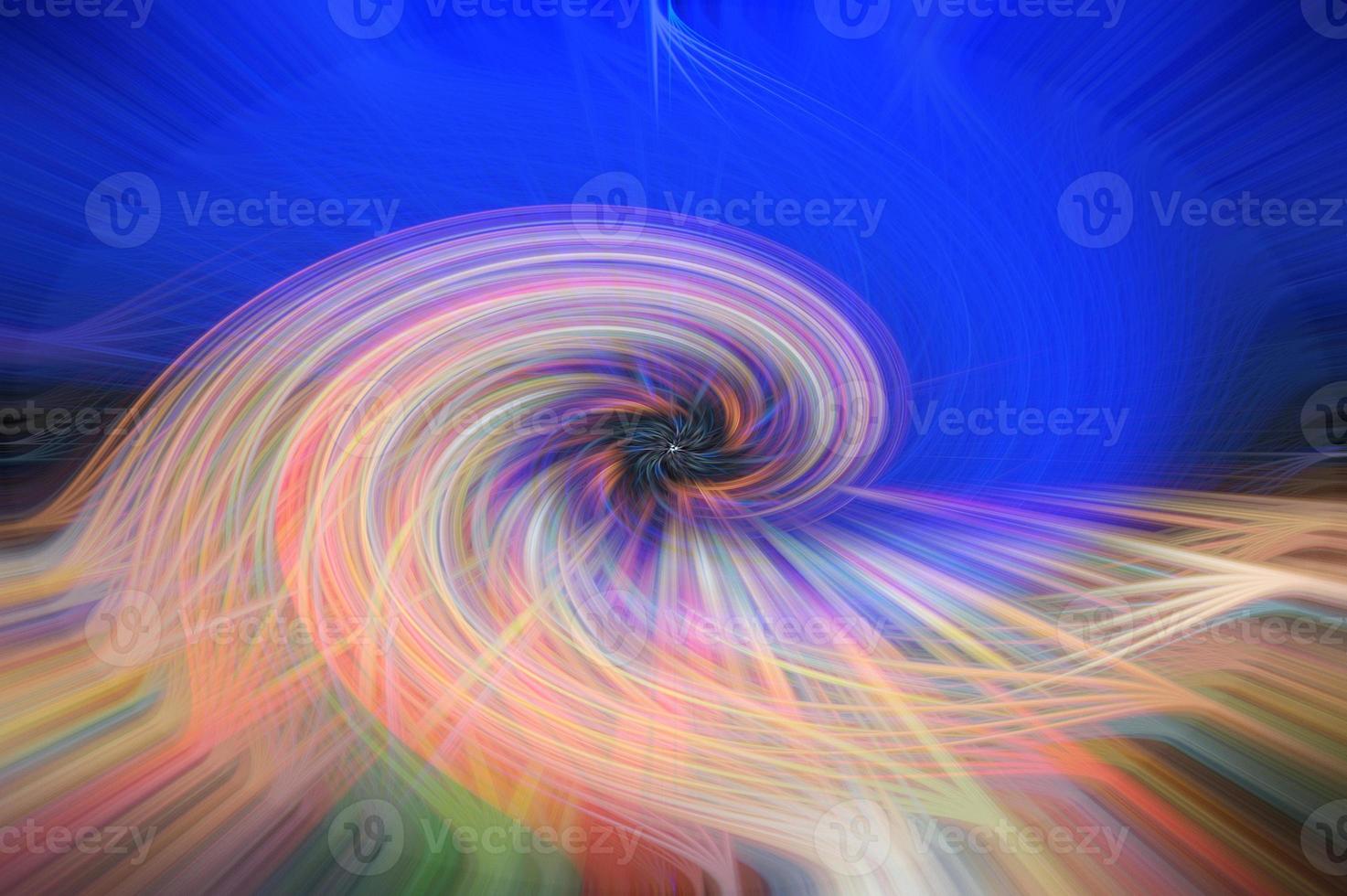 Abstract design concept of colorful light trail swirl twirl shapes pattern effect, track of motion light illustration background, close up. photo