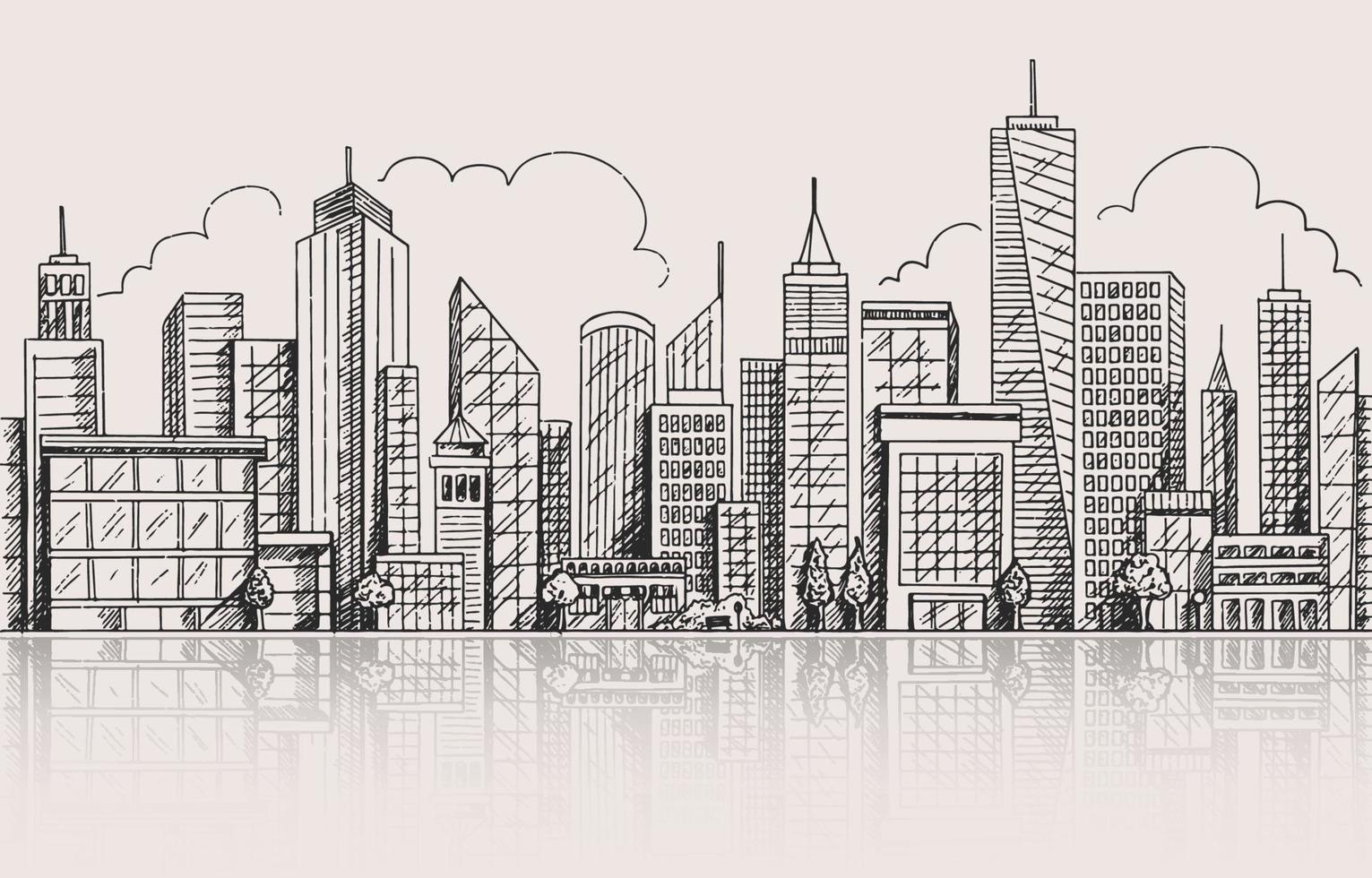 Cityscape Handdrawn Background vector