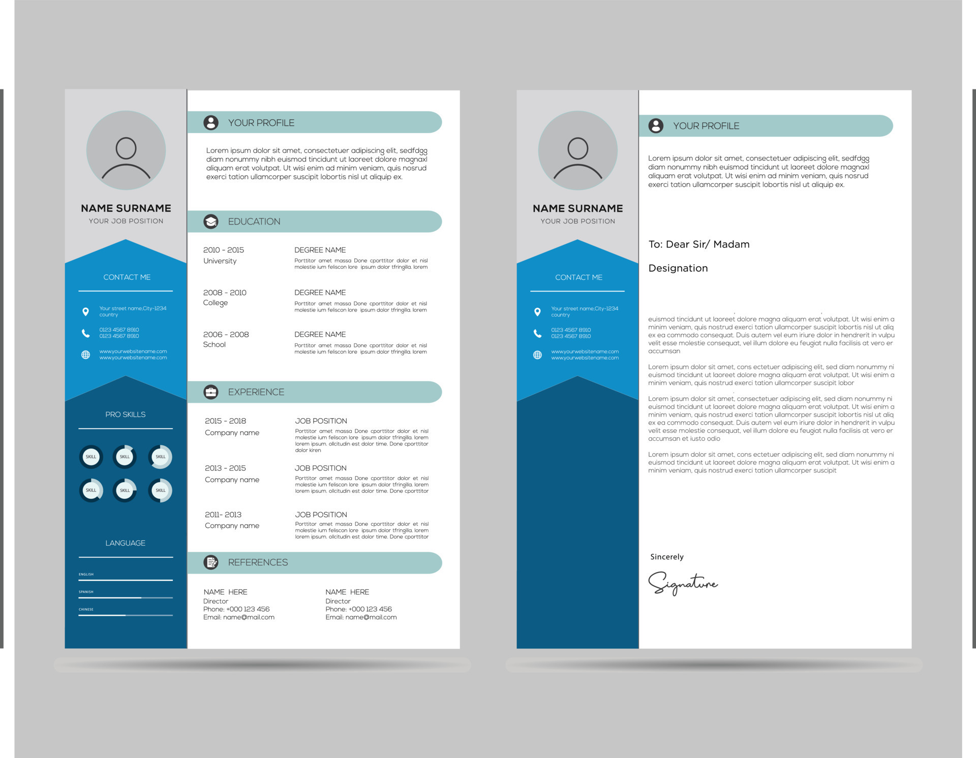 A4 size resume with cover letter - A4 Size Resume With Cover Letter Template Vector 
