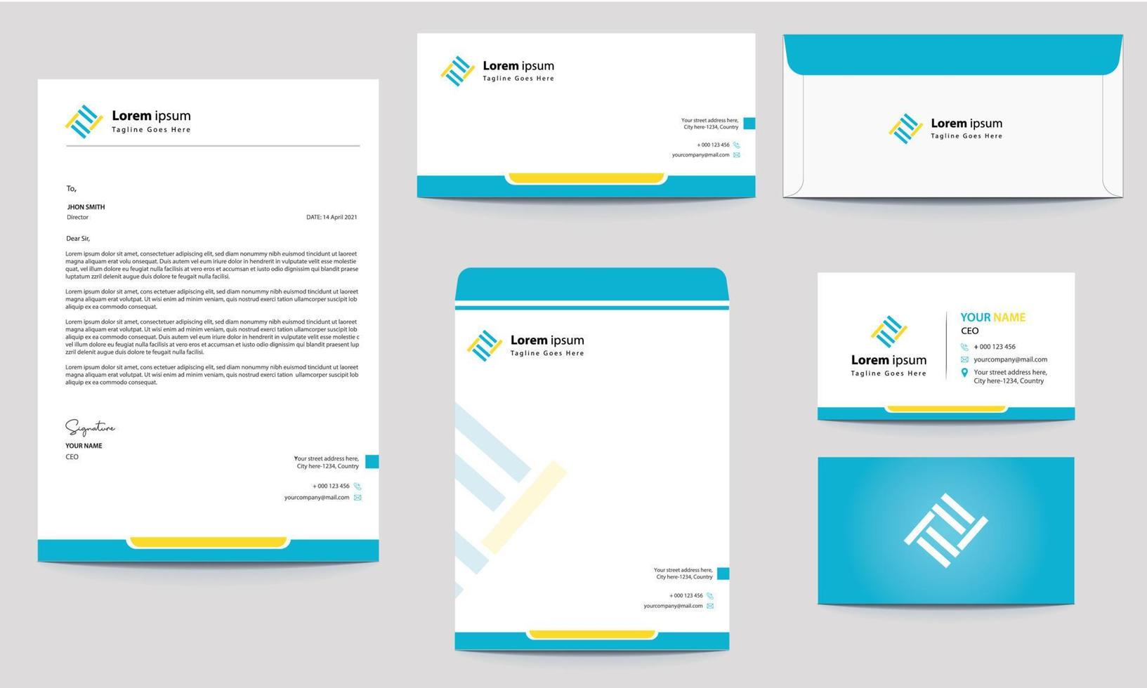 Corporate stationary template design vector