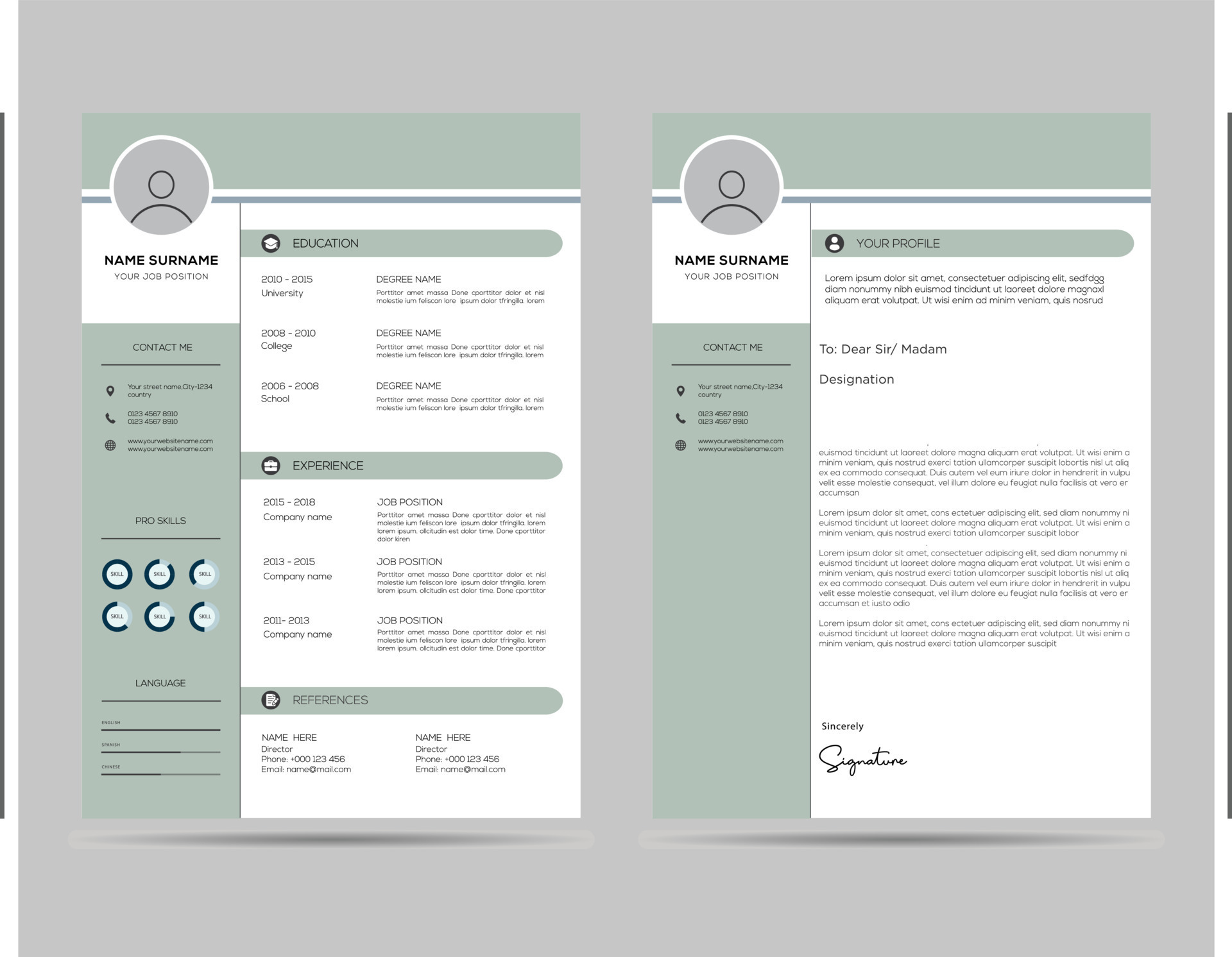 A4 size resume with cover letter - A4 Size Resume With Cover Letter Template Vector 