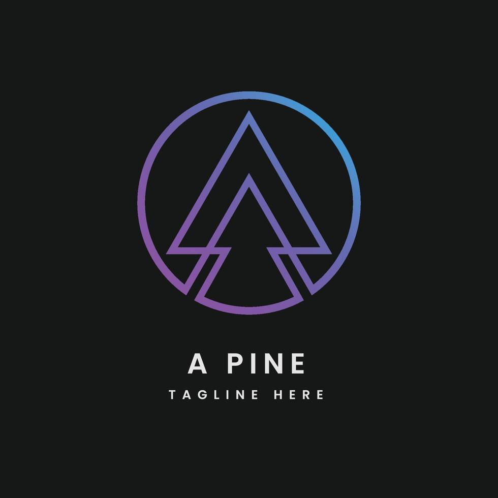 Plantillas de diseño de logotipo de vector de pino de árbol de letra a