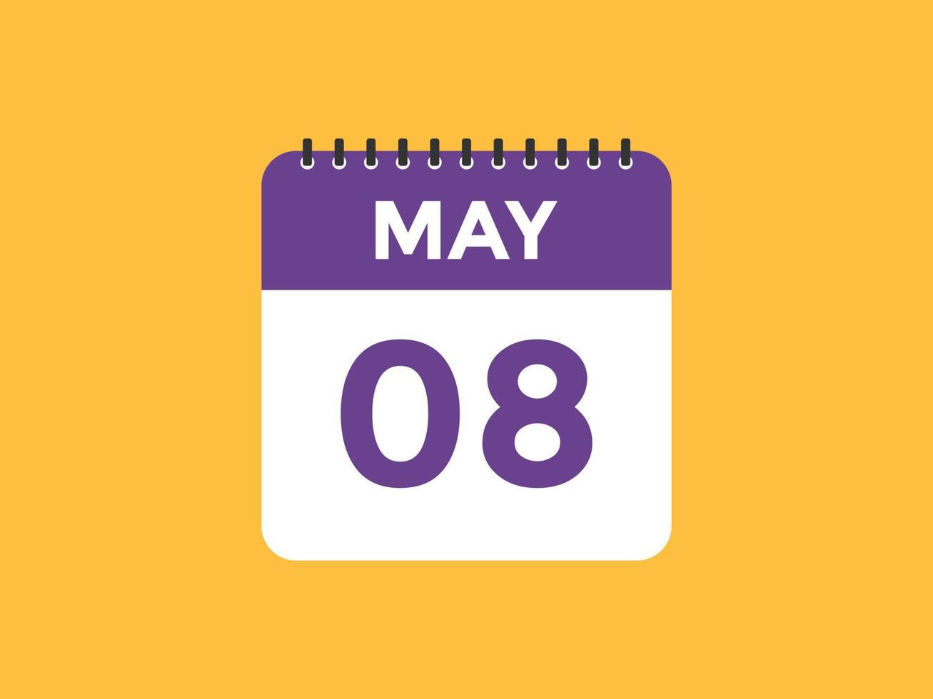 Recordatorio del calendario del 8 de mayo. Plantilla de icono de calendario diario del 8 de mayo. plantilla de diseño de icono de calendario 8 de mayo. ilustración vectorial vector