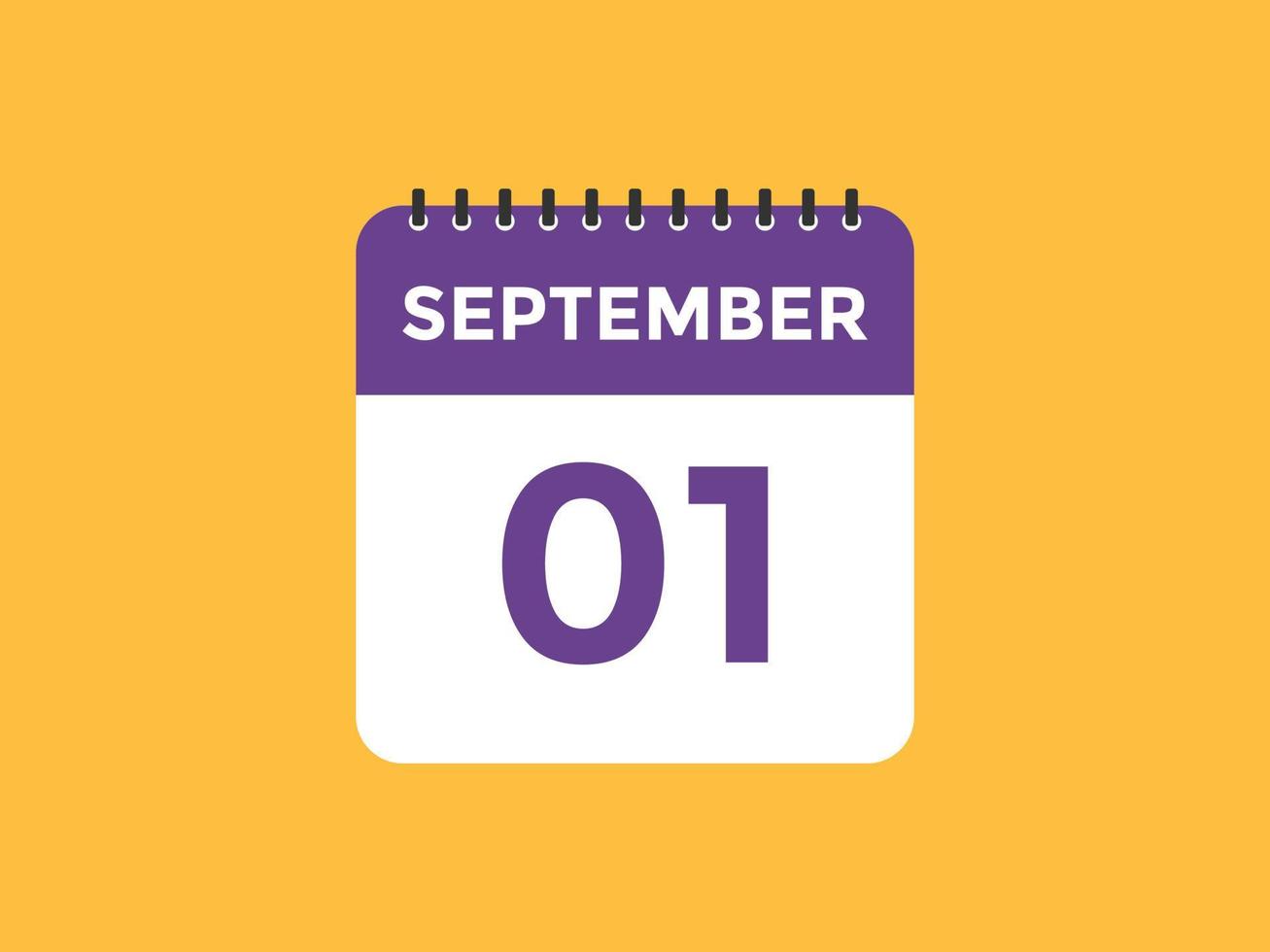 september 1 calendar reminder. 1st september daily calendar icon template. Calendar 1st september icon Design template. Vector illustration