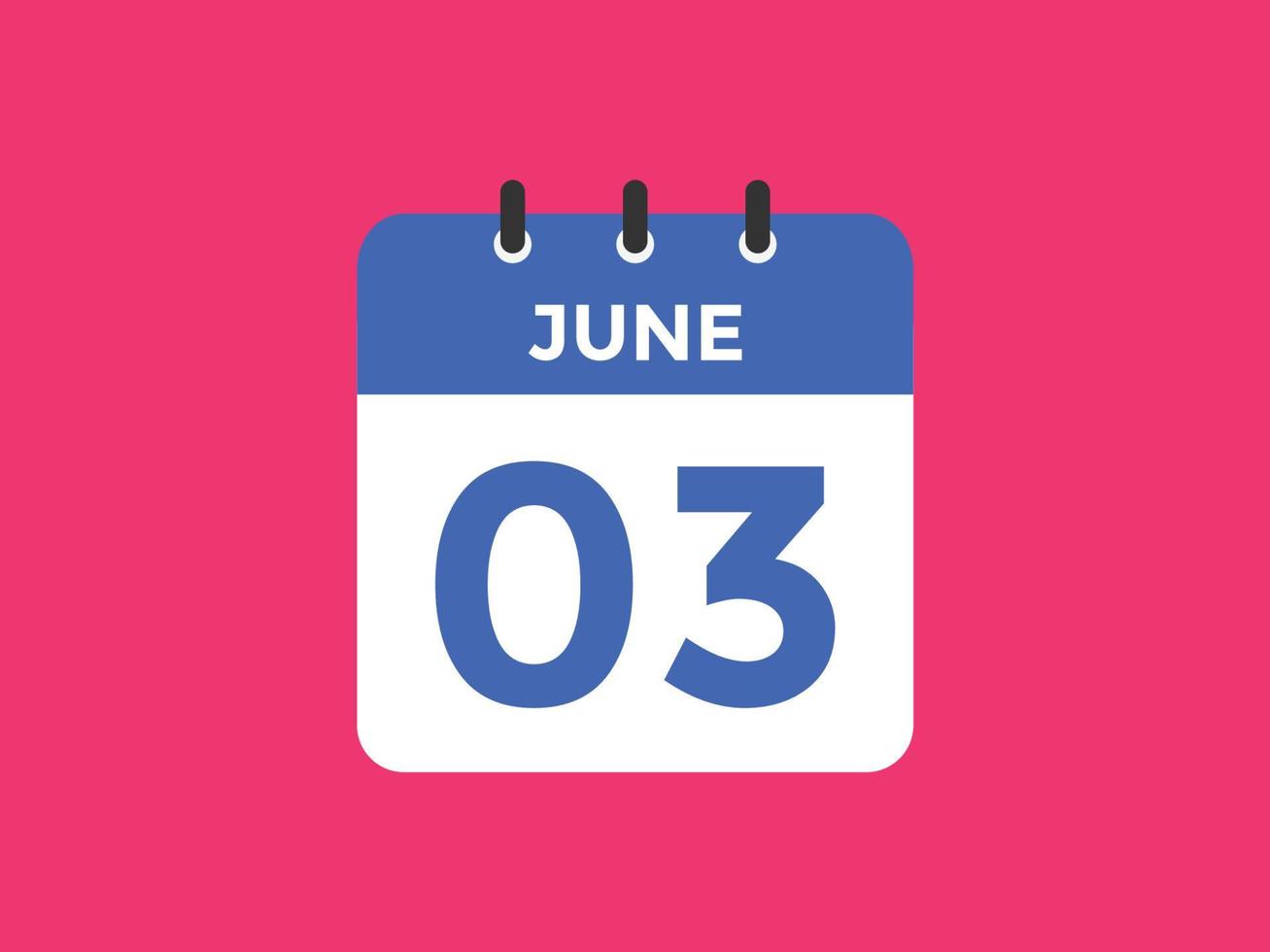 june 3 calendar reminder. 3rd june daily calendar icon template. Calendar 3rd june icon Design template. Vector illustration