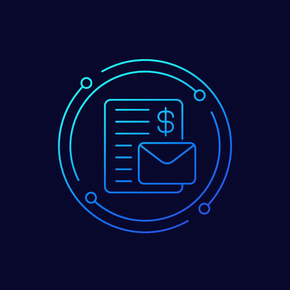 invoice line icon on dark vector