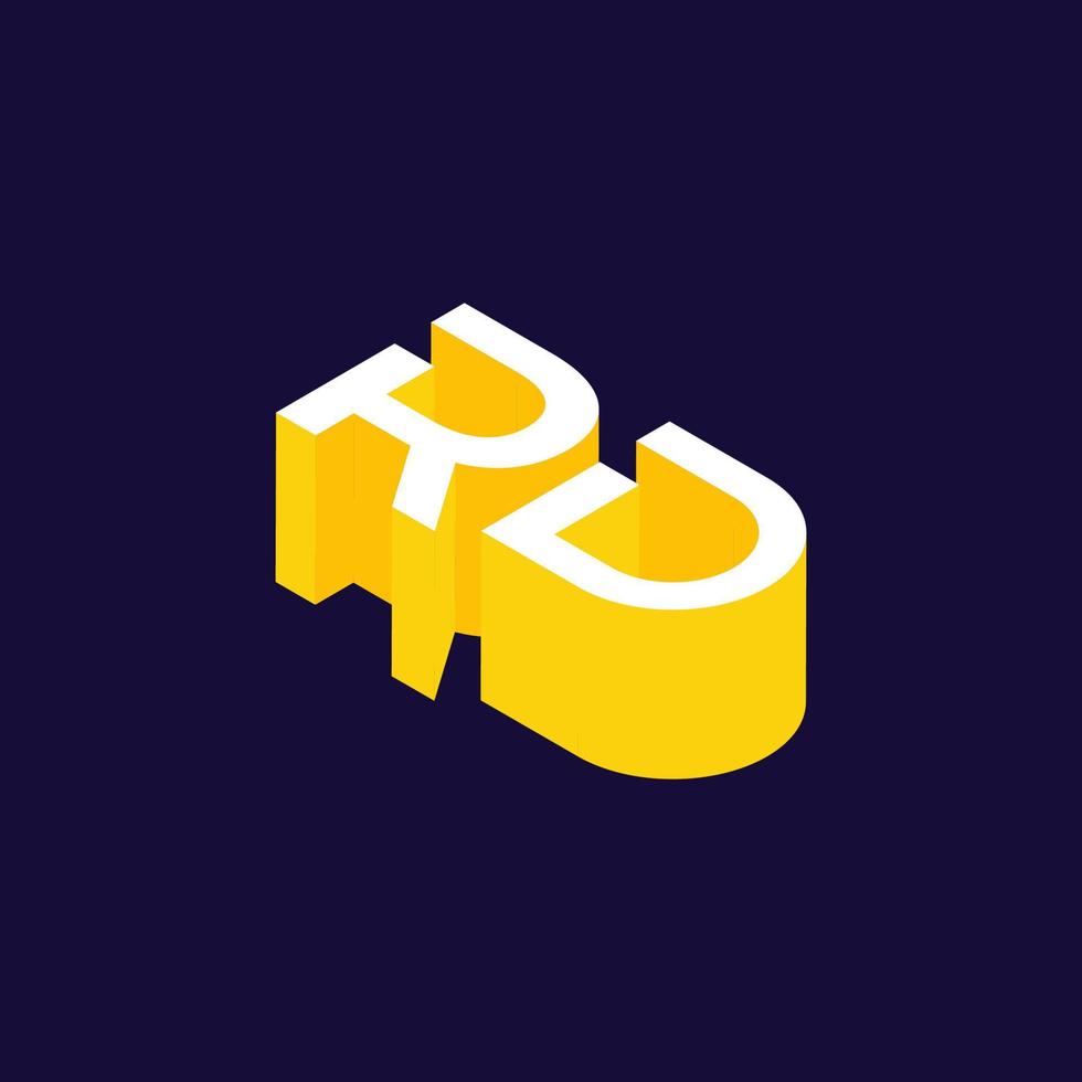 RD logo design with 3d letters vector