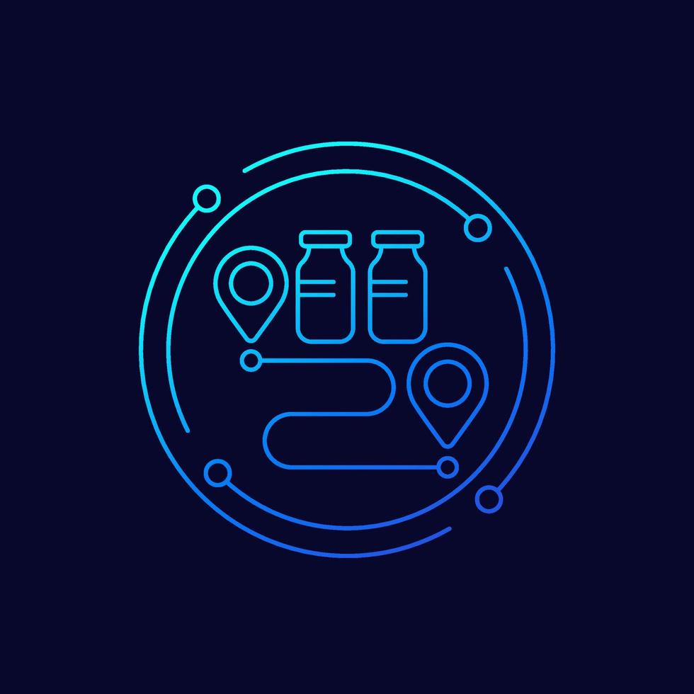 vaccine distribution or delivery line icon vector