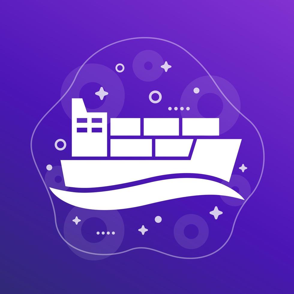 cargo container ship vector icon