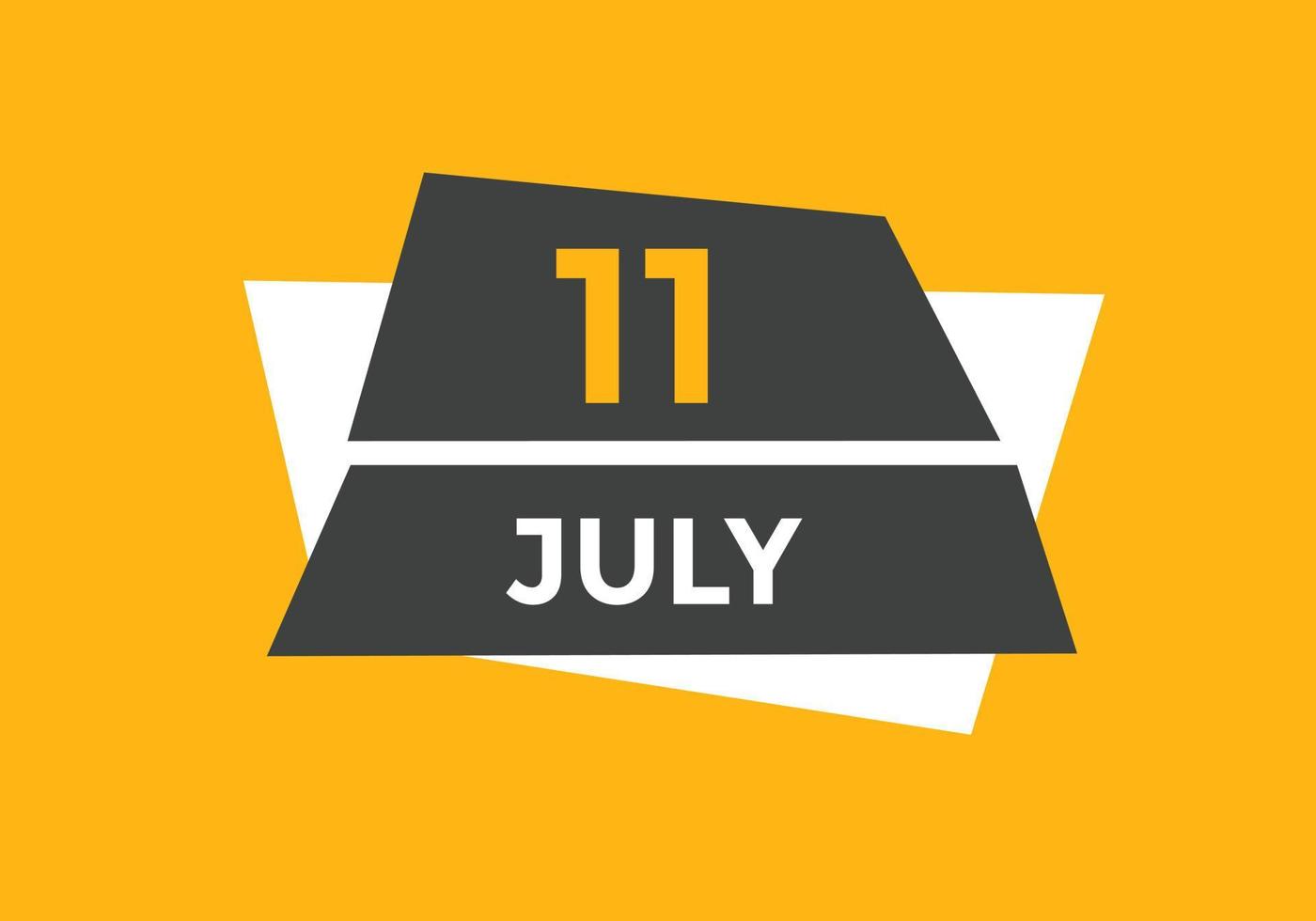 Recordatorio del calendario del 11 de julio. Plantilla de icono de calendario diario del 11 de julio. plantilla de diseño de icono de calendario 11 de julio. ilustración vectorial vector